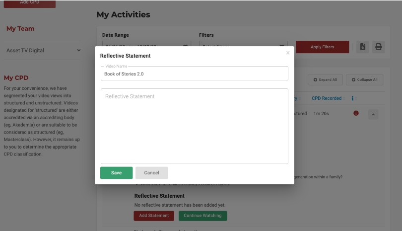 Adding a reflective statement
